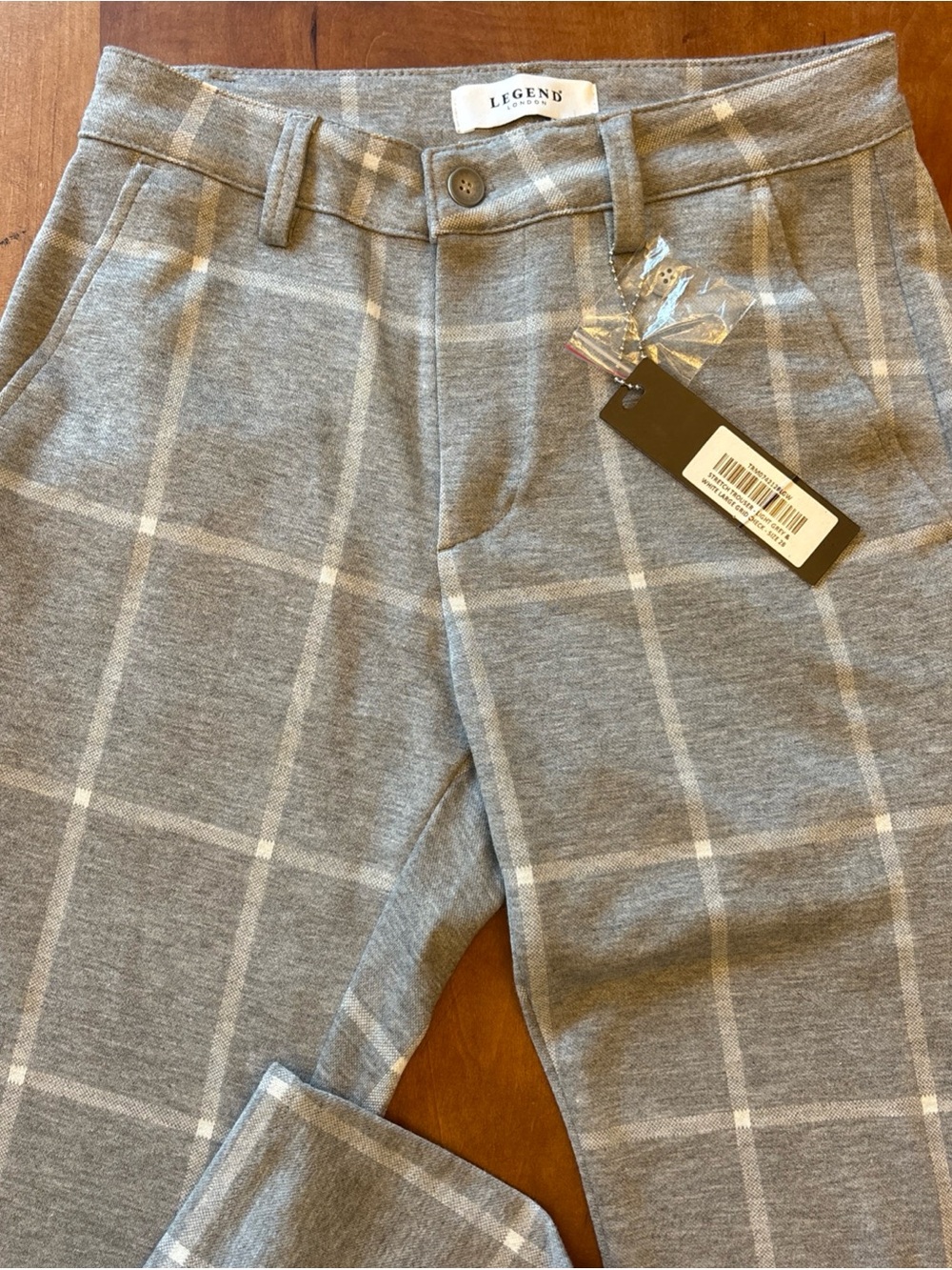 W 28 Legend Gray Windowpane Plaid Dress Pants for Men